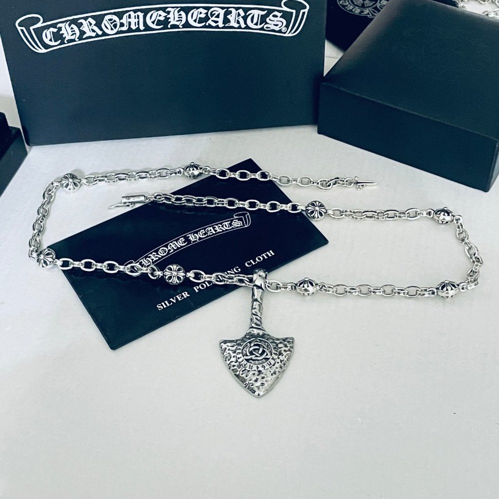 Chrome Hearts Crocodile vintage paddle pendant Cross ball letter necklace